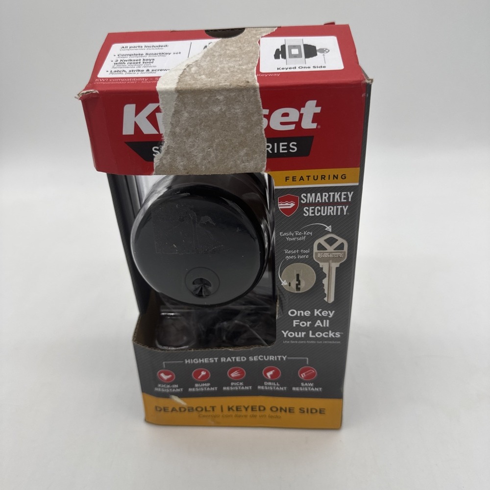 Kwikset  matte  Black Round Single Cylinder Deadbolt 92580-020 low‎ profile